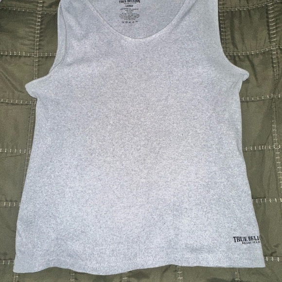 True Religion Men's Grey Ribbed Tank - Size L - Picture 5 of 8